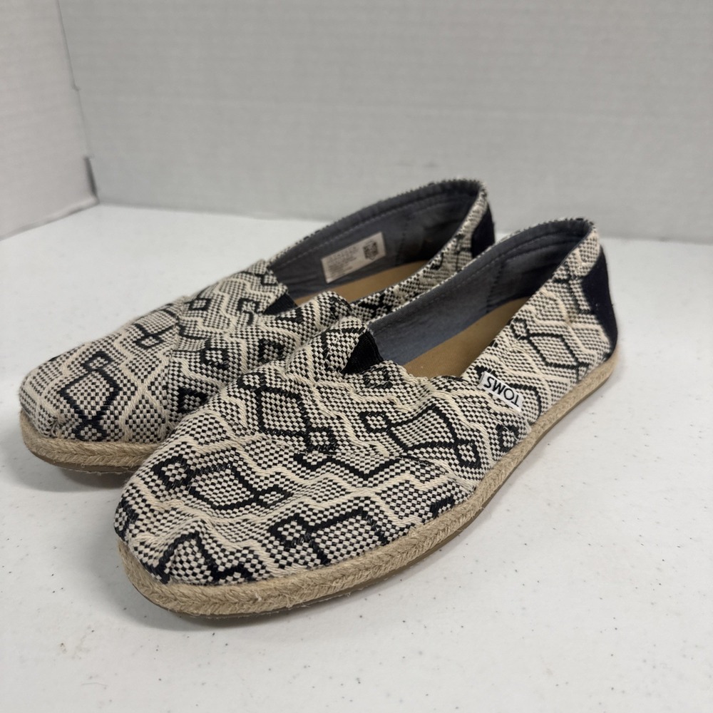 TOMS Geometric Print Espadrille Slip On Casual Shoes Women's Size 7.5